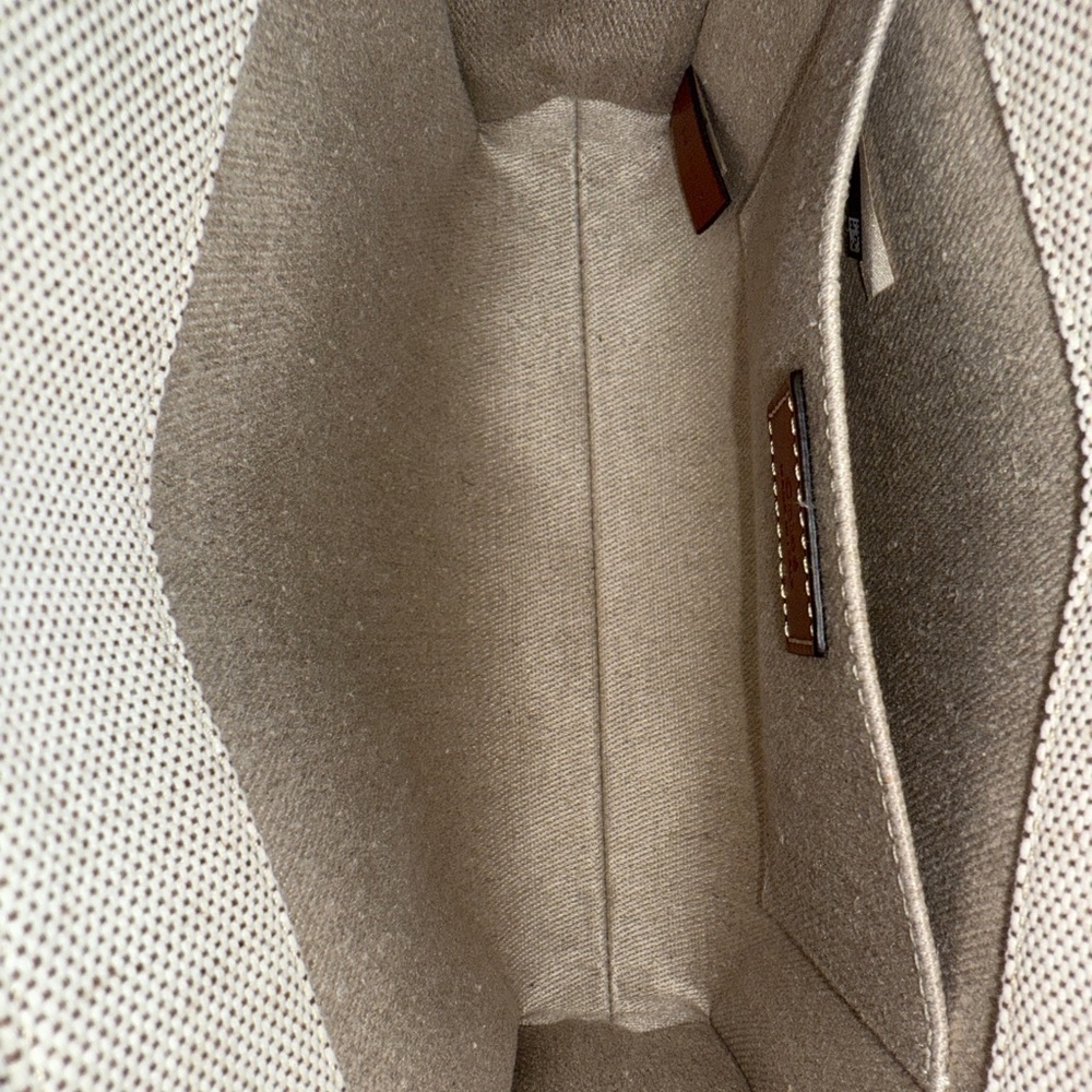Chloe Cream and Brown Canvas Small Tote - Picture 8 of 16